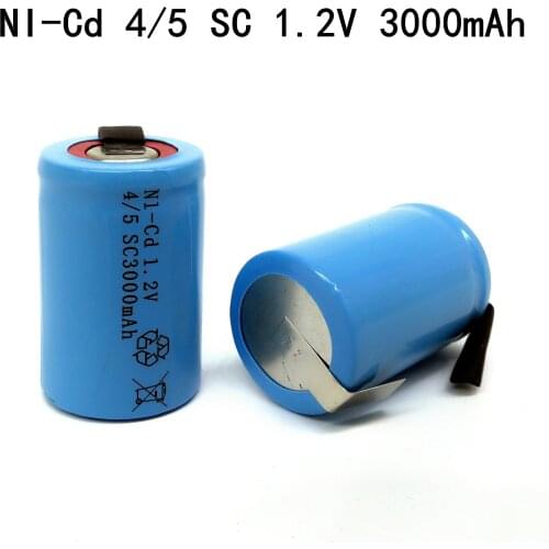 Brand New 10Pcs/Lot 4/5 SC NI-Cd Rechargeable Battery 1.2V 3000mAh,Blue,Belt Label For LED Power Tools
