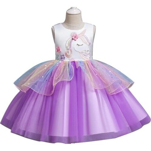 2020 New Fashion Christmas Dress For Girls Flower Long Mesh Embroidery Casual Dress Princess Dress Wedding Dress For 4-10Y