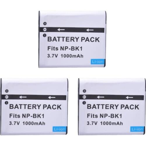 3PC For Sony NP-BK1 NP BK1 1000mAH Rechargeable Camera Battery For Sony S750 S780 S950 S980 W190 W370 W180 DSC-S950 MHS-PM1