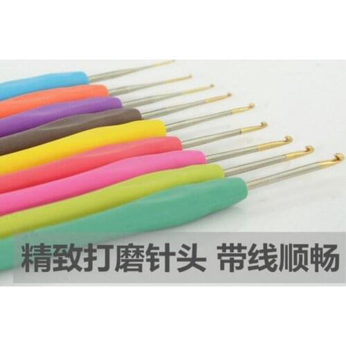 9 PCS/Set Colorful Knitting Needles TPR Soft Rubber Handle Aluminum Crochet Hooks For Knit DIY Craft Loom Tool Weaving Kit Plait