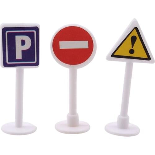 New 9Pcs/set DIY Mini Traffic Signpost Scene Educational Toys for Children Traffic Signage Model Toy Gift For Infant Boys Girls