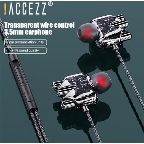 !ACCEZZ Luxury 3.5mm Jack Earphone For iPhone 11 Pro XS 8 Samsung Bass Surround In-ear Sport Headsets Wire Control Mic Earphones