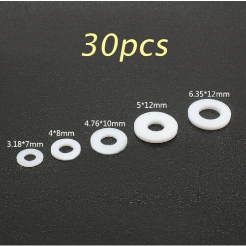 Free Shipping 30PCS PTFE Gaskets 3/3.18/4/4.76/5/6.35mm Plastic Washers For RC Boat Model Shaft Spare Parts