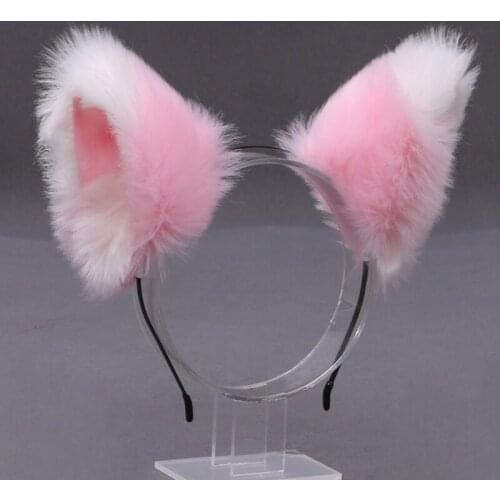 Women Realistic Long Furry Animal Cat Ears Headband Lolita Kawaii Anime Hair Hoop Halloween Cosplay Party Headpiece