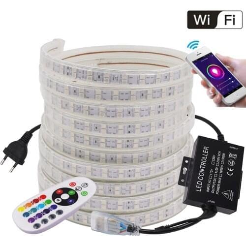 Double Row 5050 Led Strip Light WIFI RGB 24key Remote Kit 120Led/m Flexible Led Ribbon IP67 Waterproof Indoor Lighting Decortion