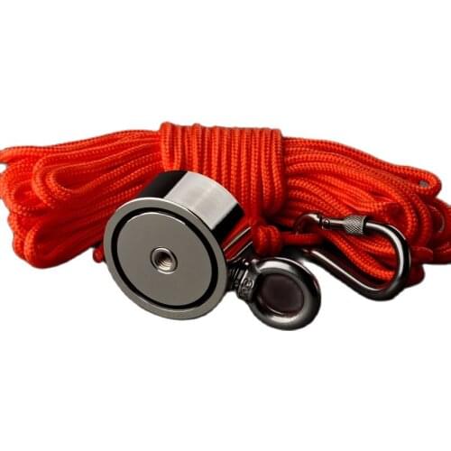 Double Side 150kg Super Strong Neodymium Permanent N52 Magnet Fishing Magnets Recove Magnet with 20m Rope Magnetic Material Base