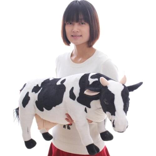 Fancytrader 28'' Cute Big Stuffed Simulation Milk Cow Giant Plush Dairy Cow Cattle Toy Doll Kids Gift Photograph Prop 70cm