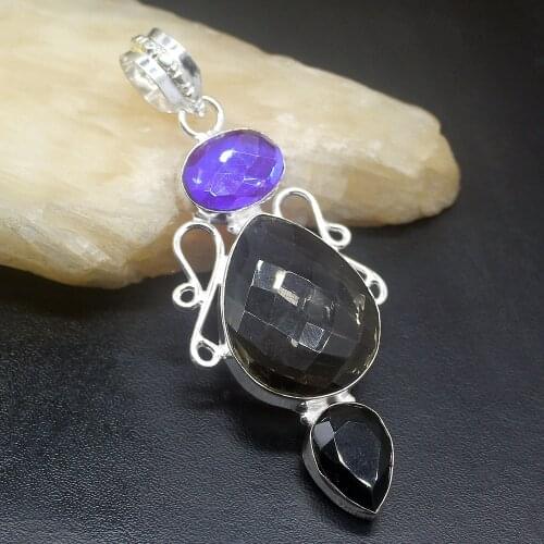 Gemstonefactory Jewelry Big Promotion 925 Silver Faceted Shiny Multi Topaz Women Ladies Mom Gifts Necklace Pendant 0373