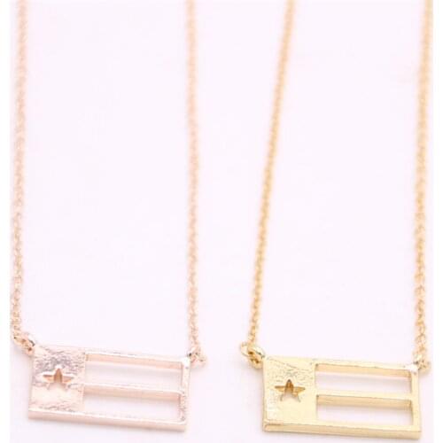 Hot sale hollow out flag Pendant necklace Rectangle with strip pendant necklace designed for women