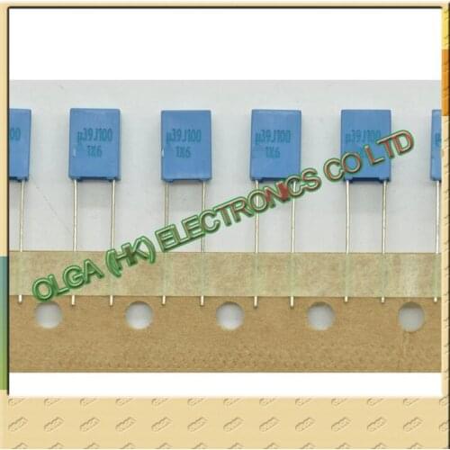 Imported film capacitor 0.39 uf 390 nf 394/100 v P = 5 mm 5