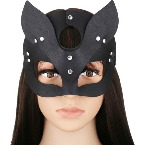 KMVEXO Women Female Fox Leather BDSM Woman Cosplay Adult Mask Game Masquerade Party Eyes Face Masks Halloween Sexy Jewelry Gift