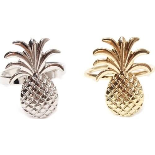24Pcs Pineapple Metal Plating Napkin Ring Ring Stand Wedding Holiday Party Table Decoration, 12 Pcs Silver & 12Pcs Gold