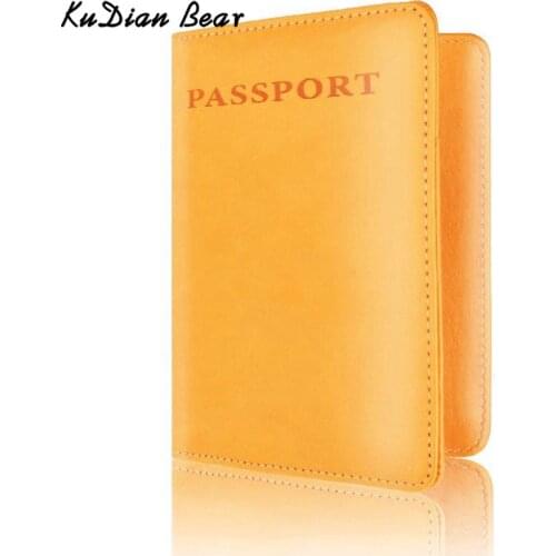 KUDIAN BEAR RFID Men Passport Cover Travel Card Wallet Fashion Male Card Bag Business Card Case BIH236 PM49
