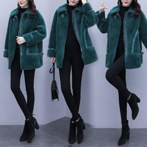 Sheep Shearing Coat Winter Newest Mid-length Women Fur Coat Loose Large Size Suede Furry Jacket Outwear Mujer Abrigos 2020 y193