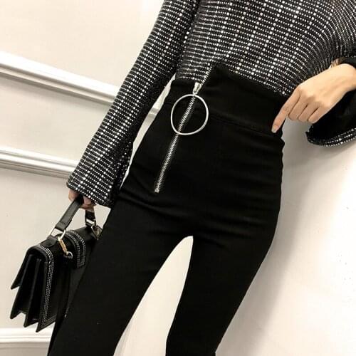 2020 Spring Leggings Womens Stretch Magic Pants Slim Fit All-match Irregular Zipper High Waist Pencil Pants Plus Size Women