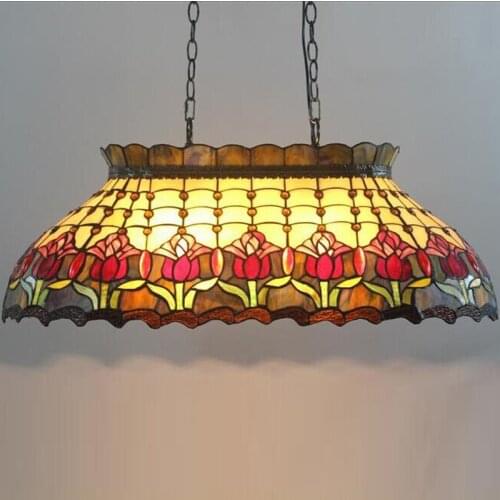 Tiffany cradle billiards stained glass pendant light bar villa glass glaze color art pendant lamp