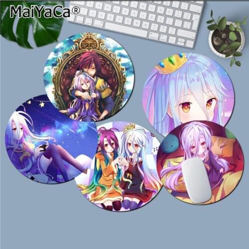 Maiyaca Top Quality NO Game No Life Customized laptop Gaming round mouse pad gaming Mousepad Rug For PC Laptop Notebook
