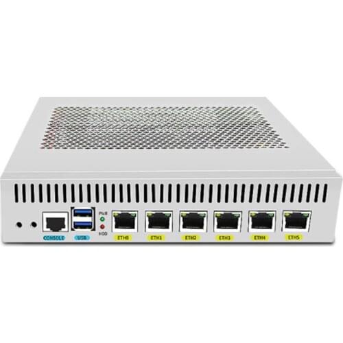 Route Computer with Intel Celeron 3865U 1.8GHz 6*RJ45 LAN network PC Firewall FAN Mini PC 1*RJ45 COM VGA Micro HTPC