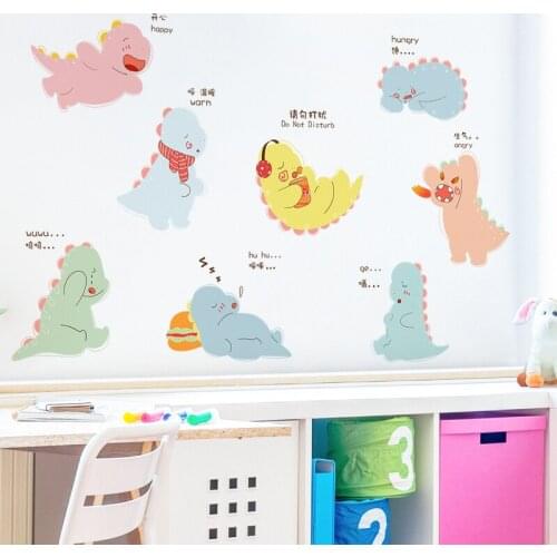Cute Cartoon Dinosaurs Wall Stickers for Kids Room Nursery Decoration Art Wall Decal DIY Vinyl Childrens Wallpaper Eco-Friendly