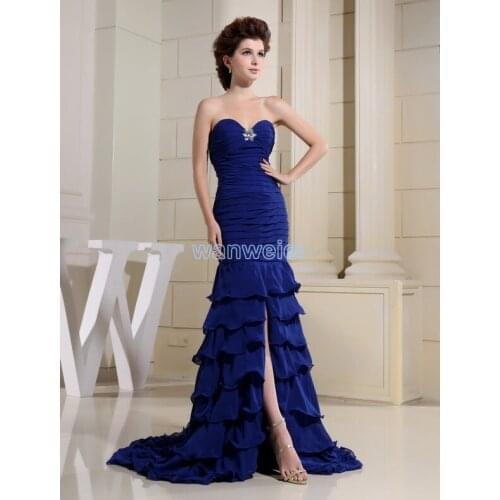 Real free Shipping 2016 Formal Royal Long vestido de renda Mermaid Prom New Design Brides Maid Custom Size/color Evening Dress