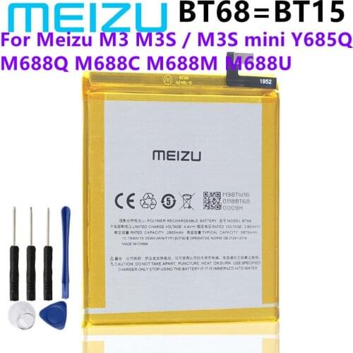 Meizu 100% Original 3020mAh BT15/BT68 Battery For Meizu M3 M3S / M3S mini Y685Q M688Q M688C M688M M688U Phone+Tracking Number