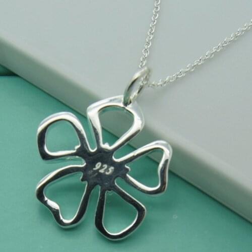 New Fashion 925 Sterling Silver Jewelry Temperament Large Flower Female Pendant Necklaces For Women