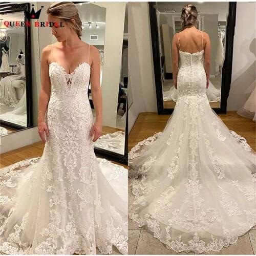 Sexy Wedding Dresses Mermaid Sweetheart Tulle Lace Beading ppliques Long Formal Women Bride Dresses Custom Size DK35