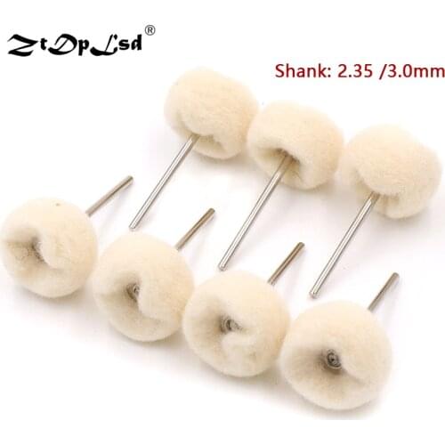 ZtDpLsd 5Pcs 2.35/3mm Shank Fine Shank Wool Polishing Head Grinding Jewelry Metals Wheels Buffing Felt Rotary Brush Wheel