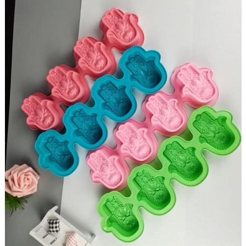 Lotus Hamsa Hand Epoxy Resin Silicone Mold Hand of Fatima Candle Soap Molds Tool Material Crystal Mold Soap Making