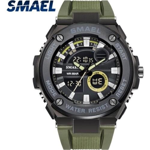 SMAEL Top Brand Luxury LED Digital Dual Display Analog Quartz Watches Mens Casual Sport Waterproof Mens Watch Relogio Masculino