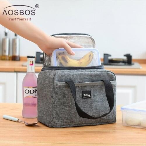 Aosbos Portable Thermal Tote Lunch Bags for Women Kids Men Fashion Picnic Cooler Lunch Box Insulated Travel Food Tote Bags