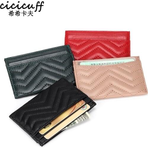 Ultrathin Card Holder Minimalist Slim Sheepskin Leather Wallet for Men Women Mini Small Card Wallet 2020 New Ladies Coin Purses