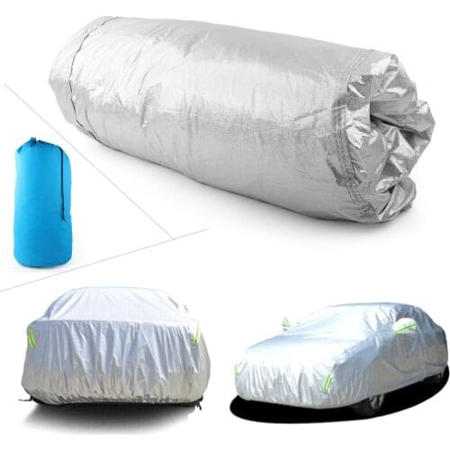 Universal For Tesla Model 3 Silver Watherproof Car Cover Outdoor Windproof Rain Snow Dust Anti-UV Protector w/ Mirror Pocket