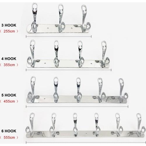 Stainless steel wall coat rack door bathroom hooks practical wall coat hanger chrome plated wall mount towel hook 3-6 hat hooks
