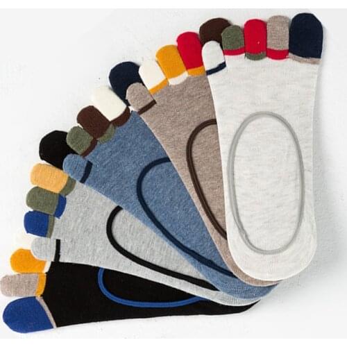 High Quality 5Pairs Summer Men Socks Cotton Men Five Finger Socks Fashion Invisible Nonslip Ankle Breathable Anti-skid Boat Sock