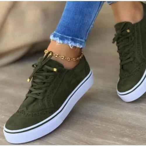 2021Women Flats Womens Casual Lace Up Shoes Female Platform Suede Footwear Ladies Comforts Breathable Vulcanized Zapatos Mujer