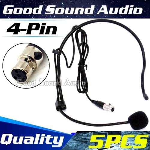 5PCS Mini XLR 4 Pin TA4F 4PIN Plug Head Worn Ear Hook Headset Microphone Mic Mike For SHURE Wireless System BodyPack Transmitter