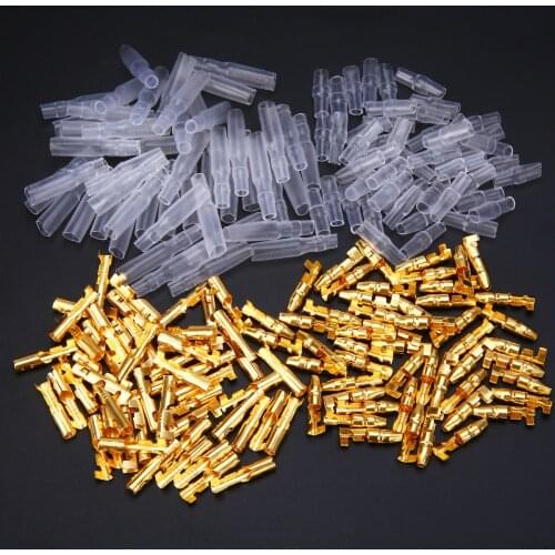 50 Set 3.9mm Male Female Bullet Motorcycle Connector Terminals Socket with Insulator Sleeve Cover