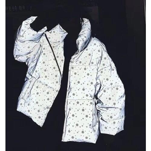 Glossy Night Glowing Winter Down Jacket Womens Short Silver Loose Large Size 2020 New Bread Jacket Female Down Coat