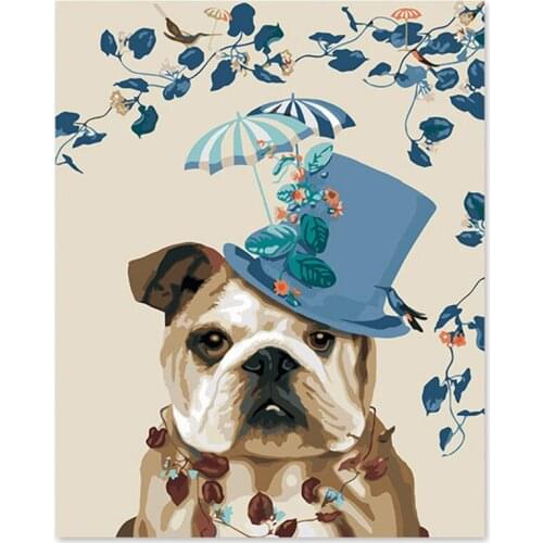 Digital painting decorative coloring Abstract dog gentleman himself painted