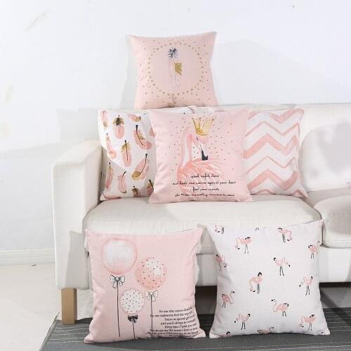 Zeroomade Morden Pink Flamingo 100% Cotton Cushion Covers Durable Throw Pillowcases For Home Sofa Chiar Bed Decorative 45x45 cm