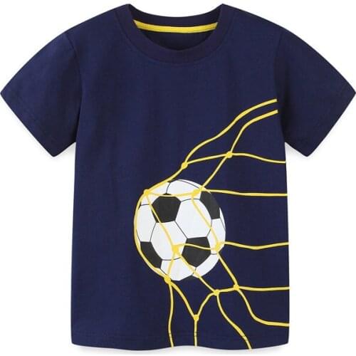 T Shirt Cartoon Animals Baby Kids Boys Girls Children Cotton Short Sleeves Summer Clothing Football Print Tee Sports Toddler