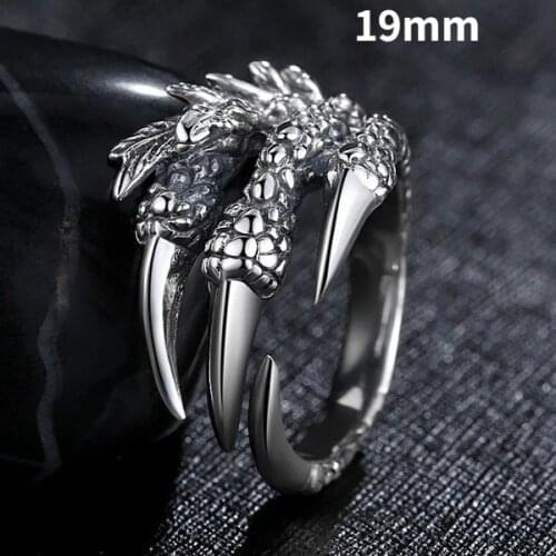 Gothic Silver Plated Dragon Claw Mens Motorcycle Party Jewelry Ring Fashion Domineering Mens Street Hip Hop Ring Accessories