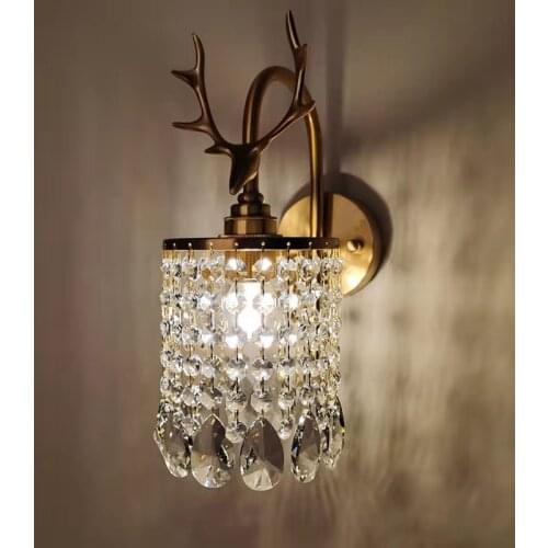 Crystal Wall Lamp Bedroom Lamp Living Room Lamp Study Room lamp Copper and crystal wall Light Luxury