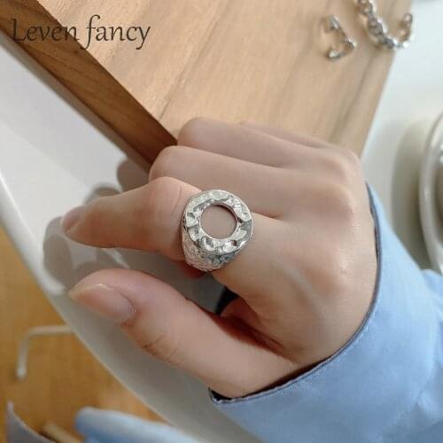 Bohemian 925 Sterling Silver Circle Rings for Women Female Engagement Rings Boho Jewelry Christmas Gifts Girls Wide Face Ring