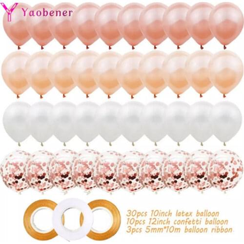 43pcs 12inch Rose Gold Confetti Latex Balloon Happy Birthday Party Decorations kids Adult Boy Girl Baby Shower Wedding Supplies