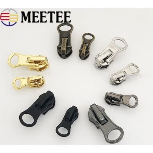 Meetee 10pcs 3# 5# Zipper Sliders for Nylon Zips Clothing Zippers Repair Accessories DIY Jacket Pull Tab Automatic Zip Head Pull