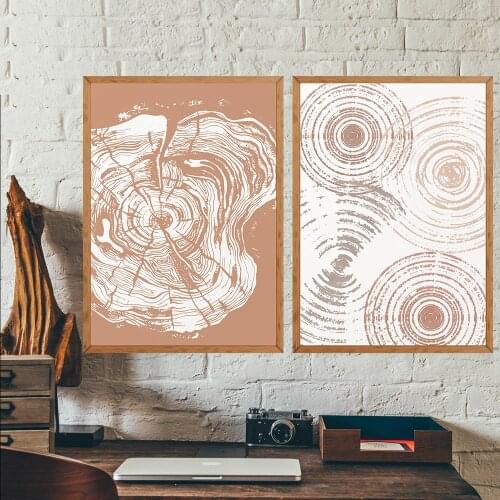 Wood Waves Mid Century Modern Minimalist Artwork Room Art Prints Set Of 2 Print Typography Painting No Frame Pictures