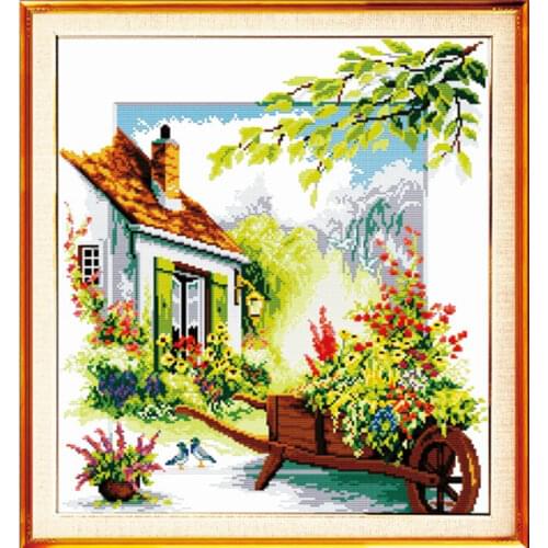 Flower car cross stitch kit 18ct 14ct 11ct count printed canvas stitching embroidery DIY handmade needlework