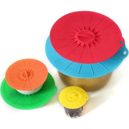 Set of 5pcs Silicone Suction Lids and Food Fresh Covers